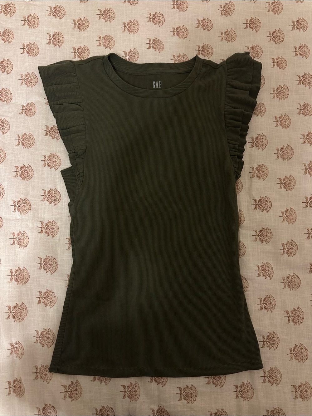 GAP Olive Green Flutter Sleeve Ribbed Tank Top